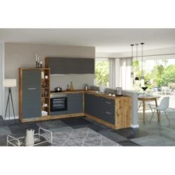 Held Möbel Winkelküche 240 Cm - 270 Cm Matt Grau-Wotaneiche Ohne E-Geräte -KüchenTraum 0029 11016600 1014.6293 3b