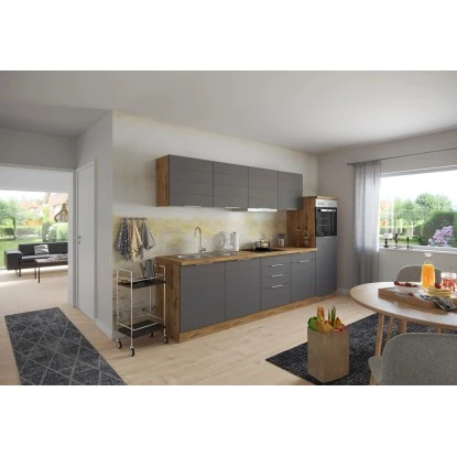 Held Möbel Küchenzeile 300 Cm Matt Grau-Wotaneiche 6 Held Möbel Küchenzeile 300 Cm Matt Grau-Wotaneiche – Bild 4