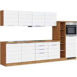 Held Möbel Küchenzeile 330 Cm Matt Weiß-Wotaneiche -KüchenTraum 0080 11016600 1026.6291 1b