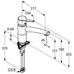 Kludi Trendo Küchenarmatur Edelstahl-Optik -KüchenTraum 00940 4628 masszeichnung 3