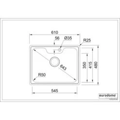 Eurodomo Einbauspüle Bell 61 Cm Edelstahl Glatt -KüchenTraum 010550550 bell 60 skizze 5