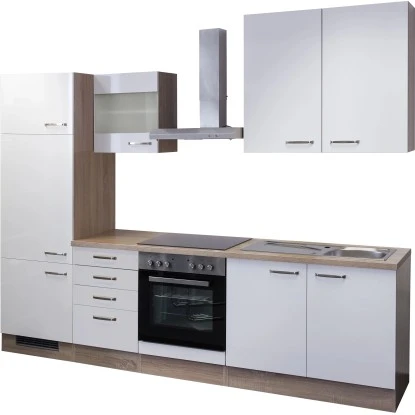 Flex-Well Exclusiv Küchenzeile Valero 270 Cm Hochglanz Weiß-Sonoma Eiche 5 Flex-Well Exclusiv Küchenzeile Valero 270 Cm Hochglanz Weiß-Sonoma Eiche – Bild 3