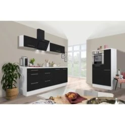 Respekta Premium Küchenzeile 300 Cm Hochbau Schwarz Hochglanz-Weiß -KüchenTraum 0124 RP300HWS Kchenzeile 3