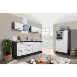 Respekta Premium Küchenzeile 310 Cm Hochbau Weiß Hochglanz-Eiche Grau -KüchenTraum 0140 RP310HEW Kchenzeile 3