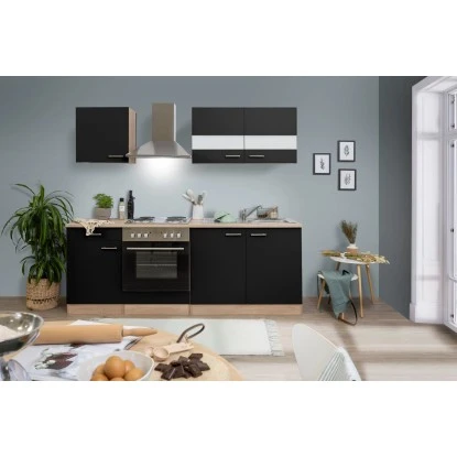 Respekta Küchenzeile KB210ESS 210 Cm Schwarz-Eiche Sägerau Nachbildung 5 Respekta Küchenzeile KB210ESS 210 Cm Schwarz-Eiche Sägerau Nachbildung – Bild 3