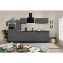 Respekta Premium Küchenzeile 310 Cm Hochbau Grau Hochglanz-Eiche Grau -KüchenTraum 0173 RP310HEG Kchenzeile 2