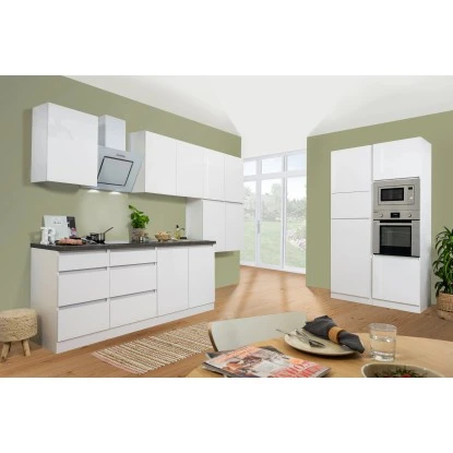 Respekta Premium Küchenzeile Grifflos 435 Cm Weiß Hochglanz-Weiß 6 Respekta Premium Küchenzeile Grifflos 435 Cm Weiß Hochglanz-Weiß – Bild 4