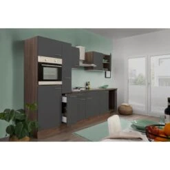 Respekta Küchenzeile KB300EYG 300 Cm Grau Seidenglanz-Eiche York Nachbildung -KüchenTraum 044 4384 122020 KB300EYG 2