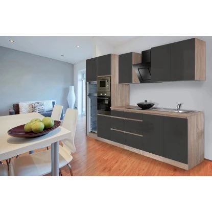 Respekta Premium Küchenzeile Grifflos 335 Cm Grau Hochglanz-Eiche Sägerau 18 Respekta Premium Küchenzeile Grifflos 335 Cm Grau Hochglanz-Eiche Sägerau – Bild 16