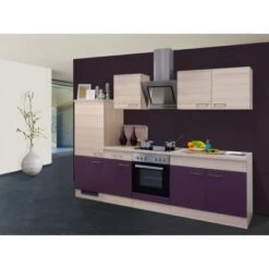 Flex-Well Exclusiv Küchenzeile Focus 270 Cm Akazie-Aubergine