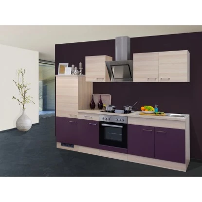 Flex-Well Exclusiv Küchenzeile Focus 270 Cm Akazie-Aubergine 3 Flex-Well Exclusiv Küchenzeile Focus 270 Cm Akazie-Aubergine