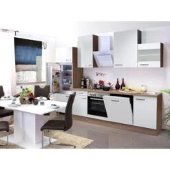 Flex-Well Exclusiv Küchenzeile Valero 280 Cm Hochglanz Weiß-Sonoma Eiche