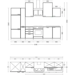 Flex-Well Exclusiv Küchenzeile Capri 310 Cm Schwarz Matt-Endgrain Oak -KüchenTraum 051 VM G3102604013 28mmAPL