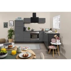 Respekta Premium Winkelküche 260 X 200 Cm Grau Hochglanz-Eiche Grau -KüchenTraum 0983 RP260EGC Kchenzeile 2