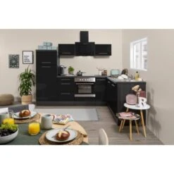 Respekta Premium Winkelküche 260 X 200 Cm Schwarz Hochglanz-Eiche Grau -KüchenTraum 1007 RP260ESC Kchenzeile 2