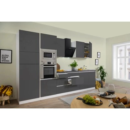 Respekta Premium Küchenzeile Grifflos 335 Cm Grau Hochglanz-Weiß 3 Respekta Premium Küchenzeile Grifflos 335 Cm Grau Hochglanz-Weiß