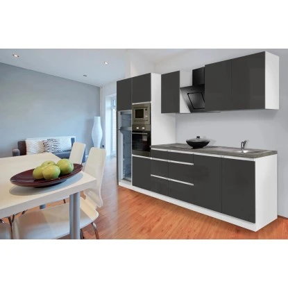 Respekta Premium Küchenzeile Grifflos 335 Cm Grau Hochglanz-Weiß 18 Respekta Premium Küchenzeile Grifflos 335 Cm Grau Hochglanz-Weiß – Bild 16