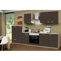 Menke Küchenzeile Classic 310 Cm Lava Melamin-Sonoma Eiche Nachbildung
