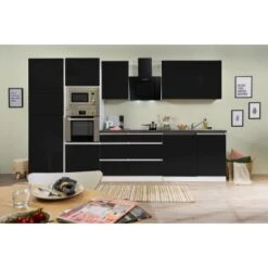 Respekta Premium Küchenzeile Grifflos 345 Cm Schwarz Hochglanz-Weiß -KüchenTraum 11319 4384 GLRP345HWSGKE 2