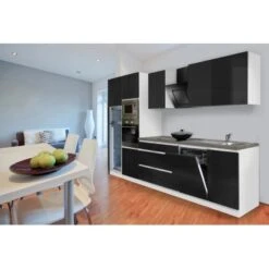 Respekta Premium Küchenzeile Grifflos 345 Cm Schwarz Hochglanz-Weiß -KüchenTraum 11319 4384 glrp345hwsgke 2 1