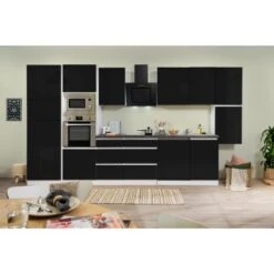 Respekta Premium Küchenzeile Grifflos 395 Cm Schwarz Hochglanz-Weiß -KüchenTraum 12028 4384 GLRP395HWSGKE 2