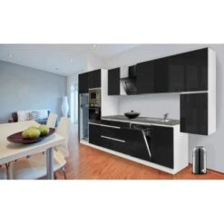 Respekta Premium Küchenzeile Grifflos 395 Cm Schwarz Hochglanz-Weiß -KüchenTraum 12028 4384 glrp395hwsgke 2 1