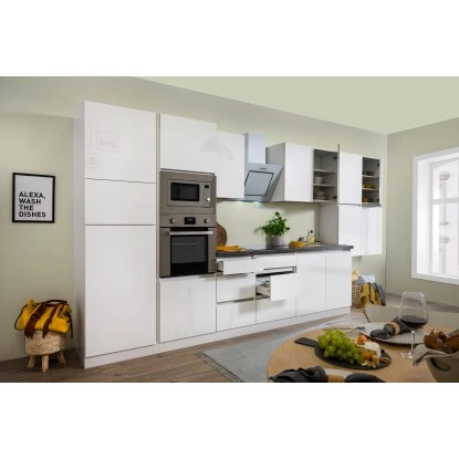 Respekta Premium Küchenzeile Grifflos 435 Cm Weiß Hochglanz-Weiß 5 Respekta Premium Küchenzeile Grifflos 435 Cm Weiß Hochglanz-Weiß – Bild 3