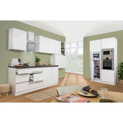 Respekta Premium Küchenzeile Grifflos 435 Cm Weiß Hochglanz-Weiß 7 Respekta Premium Küchenzeile Grifflos 435 Cm Weiß Hochglanz-Weiß – Bild 5