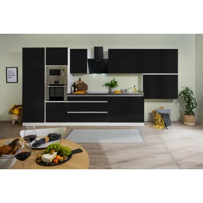 Respekta Premium Küchenzeile Grifflos 435 Cm Schwarz Hochglanz-Weiß 5 Respekta Premium Küchenzeile Grifflos 435 Cm Schwarz Hochglanz-Weiß – Bild 3