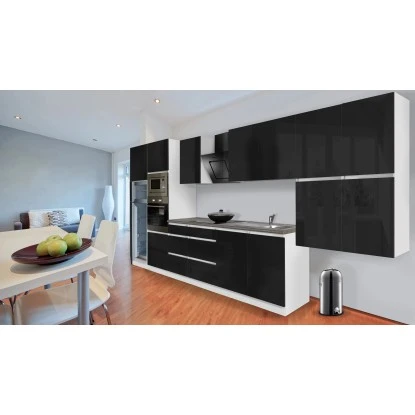 Respekta Premium Küchenzeile Grifflos 435 Cm Schwarz Hochglanz-Weiß 18 Respekta Premium Küchenzeile Grifflos 435 Cm Schwarz Hochglanz-Weiß – Bild 16