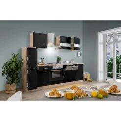 Respekta Küchenzeile KB250ESS 250 Cm Schwarz-Eiche -KüchenTraum 1258078 KB250ESS 01