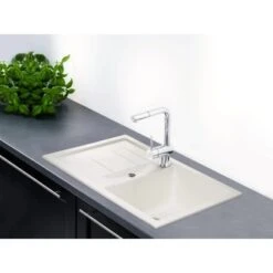 OBI Einbauspüle Quadra Basic 78 Granitverbundwerkstoff Weiß -KüchenTraum 136443 picture 1 1