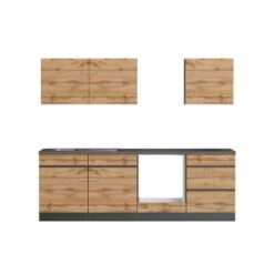 Held Möbel Küchenzeile Turin 240 Cm Wotaneiche-Graphit Ohne E-Geräte -KüchenTraum 1372 11016600 1100.6310 1a