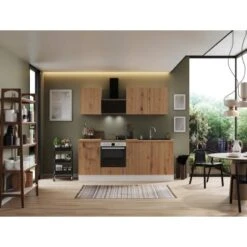 Respekta Selection Küchenzeile Elisabeth RS220WAH 220 Cm Artisan Eiche Nb.-Weiß -KüchenTraum 145303 4384 4