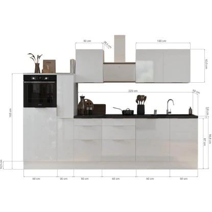 Respekta Selection Küchenzeile Elisabeth RS310HGWH 310 Cm Weiß-Grau 5 Respekta Selection Küchenzeile Elisabeth RS310HGWH 310 Cm Weiß-Grau – Bild 3