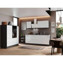 Respekta Selection Küchenzeile Elisabeth RS370HGWH 370 Cm Weiß-Grau