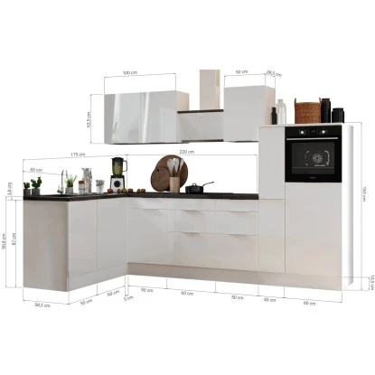 Respekta Selection Winkelküche Elisabeth RSL310HGWH 310 Cm Weiß-Grau 5 Respekta Selection Winkelküche Elisabeth RSL310HGWH 310 Cm Weiß-Grau – Bild 3