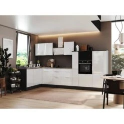 Respekta Selection Winkelküche Elisabeth RSL370HGWH 370 Cm Weiß-Grau