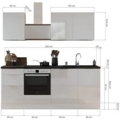 Respekta Selection Küchenzeile Elisabeth RS220AGH 220 Cm Grau-Artisan Eiche Nb. -KüchenTraum 145768 4384 3