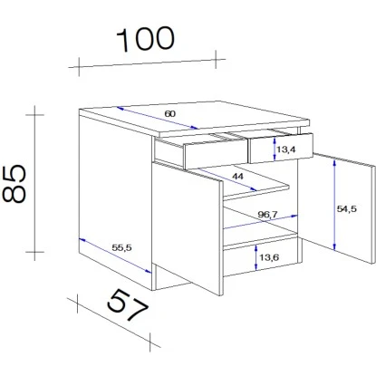 Flex-Well Unterschrank Mit Arbeitsplatte Lucca 100 Cm 4 Flex-Well Unterschrank Mit Arbeitsplatte Lucca 100 Cm – Bild 2
