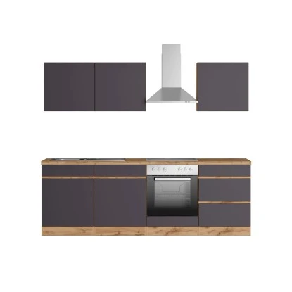 Held Möbel Küchenzeile Turin 240 Cm Graphit-Wotaneiche Mit E-Geräten 5 Held Möbel Küchenzeile Turin 240 Cm Graphit-Wotaneiche Mit E-Geräten – Bild 3