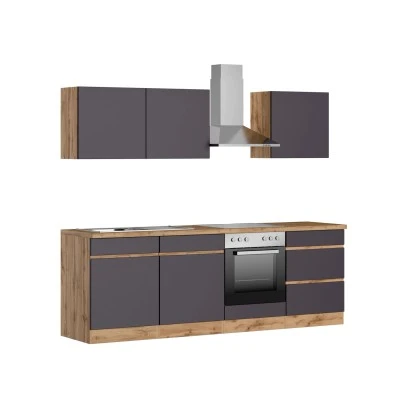 Held Möbel Küchenzeile Turin 240 Cm Graphit-Wotaneiche Mit E-Geräten 6 Held Möbel Küchenzeile Turin 240 Cm Graphit-Wotaneiche Mit E-Geräten – Bild 4