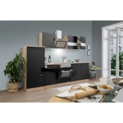 Respekta Economy Küchenzeile KB270ESSSC 270 Cm Schwarz-Eiche Sägerau -KüchenTraum 1712025 KB270ESSSC 01