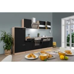 Respekta Economy Küchenzeile KB280ESSS 280 Cm Schwarz-Eiche Sägerau -KüchenTraum 1712066 KB280ESSS 01