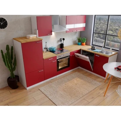 Respekta Winkelküche KBL280WRCG 280 X 172 Cm Rot-Weiß-Butcher Nussbaum 6 Respekta Winkelküche KBL280WRCG 280 X 172 Cm Rot-Weiß-Butcher Nussbaum – Bild 4