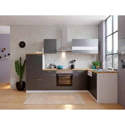 Respekta Winkelküche KBL280WGCG 280 X 172 Cm Grau-Weiß-Butcher Nussbaum 5 Respekta Winkelküche KBL280WGCG 280 X 172 Cm Grau-Weiß-Butcher Nussbaum – Bild 3