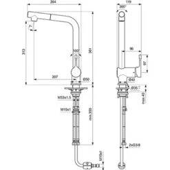 Ideal Standard Küchenarmatur Ceralook H.Auslauf Herausziehbare Handbrause Chrom -KüchenTraum 188656 3049 4
