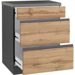 Held Möbel Küchenunterschrank Turin 60 Cm Mit Auszügen Wotaneiche/Graphit -KüchenTraum 189404 11016600 S 03