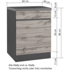 Held Möbel Küchenunterschrank Turin 60 Cm 1 Tür 1 Schublade Graphit/Wotaneiche 18 Held Möbel Küchenunterschrank Turin 60 Cm 1 Tür 1 Schublade Graphit/Wotaneiche -KüchenTraum 189414 11016600 CU 05