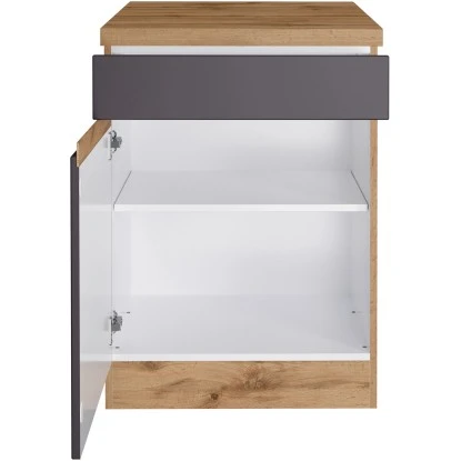 Held Möbel Küchenunterschrank Turin 60 Cm 1 Tür 1 Schublade Graphit/Wotaneiche 5 Held Möbel Küchenunterschrank Turin 60 Cm 1 Tür 1 Schublade Graphit/Wotaneiche – Bild 3
